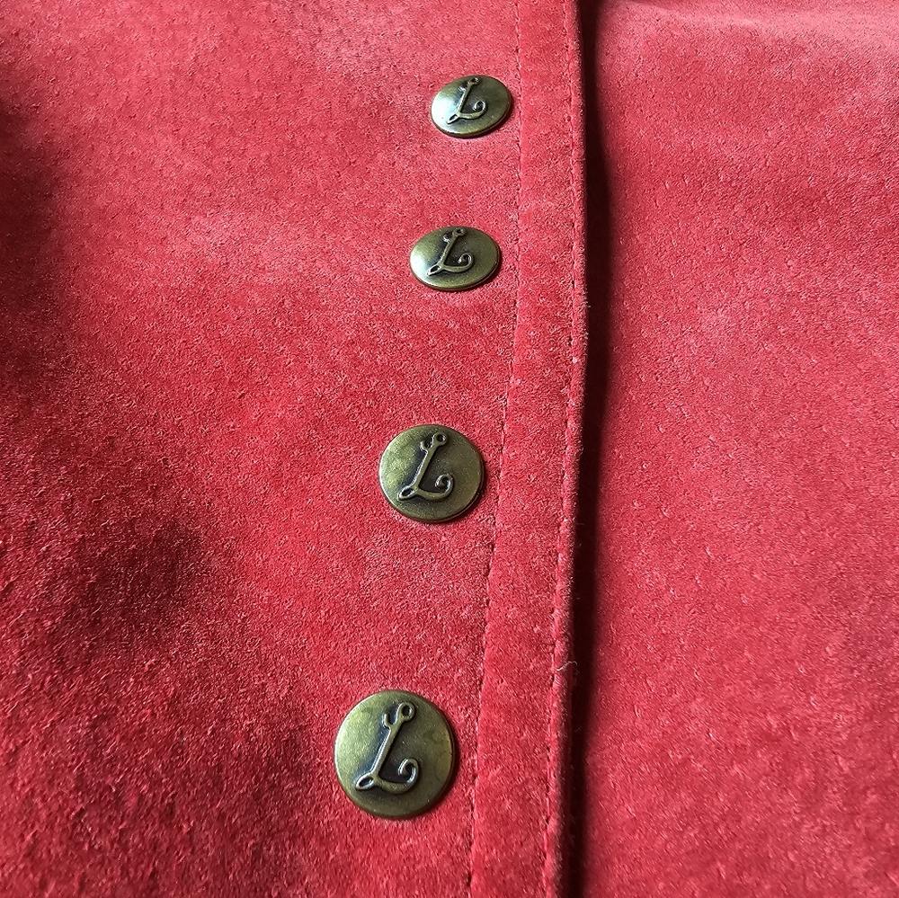Live a Little Red Suede Button-Front Jacket - Picture 4 of 8